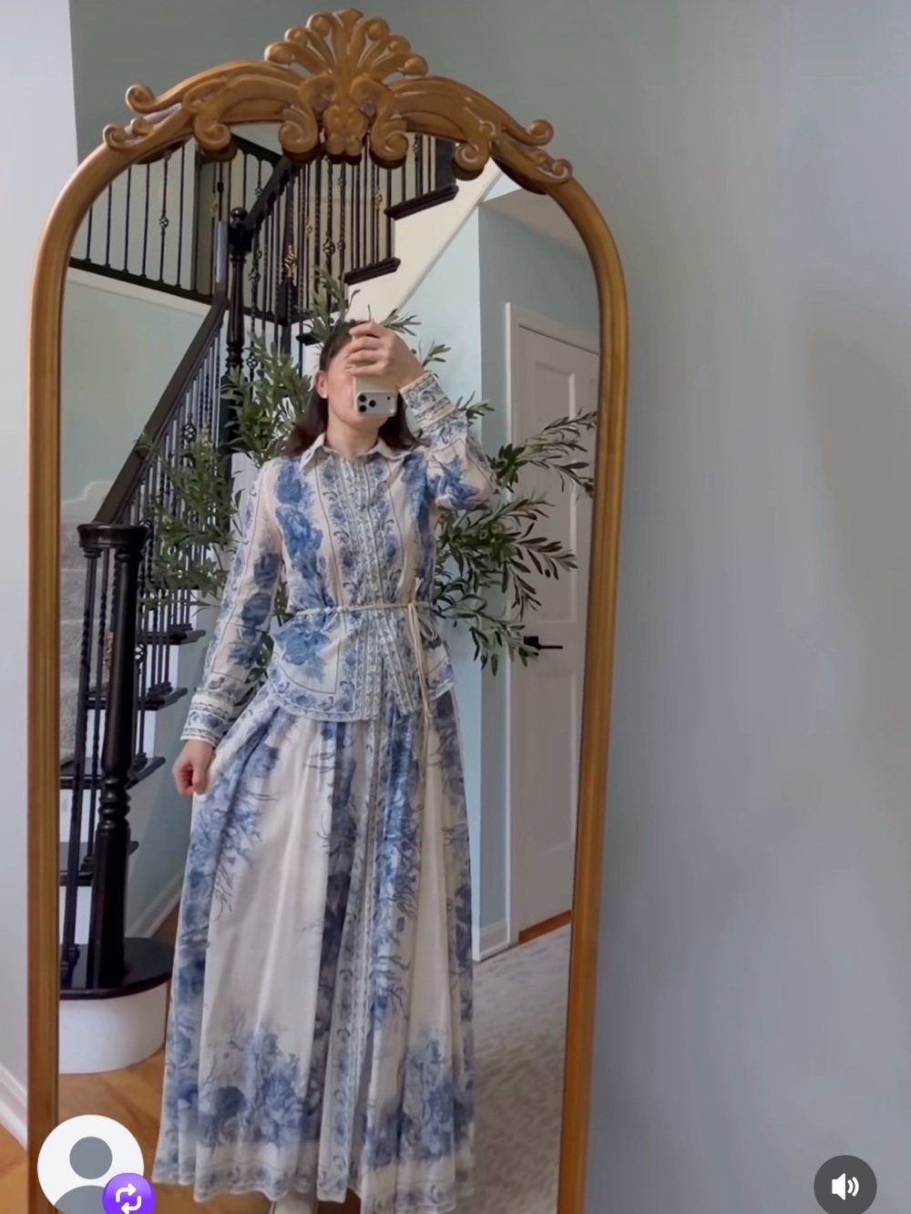 Zimmermann White and Blue Toile Maxi Dress